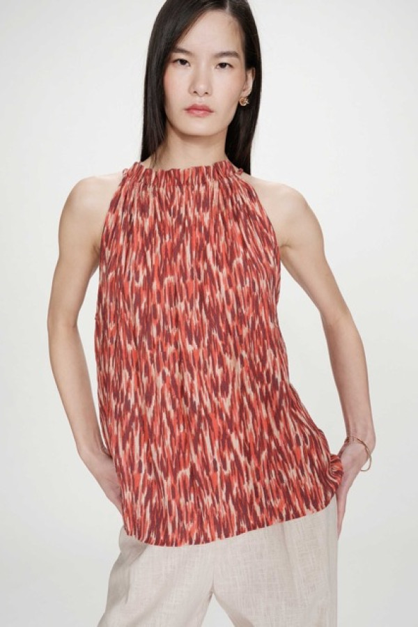 FLOWING SLEEVELESS PRINTED TOP SANGUINE VOTELLO