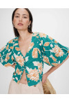 FLORAL LINEN TOP VERT VAHE