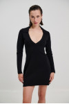 BLACK MINI DRESS POLO V 