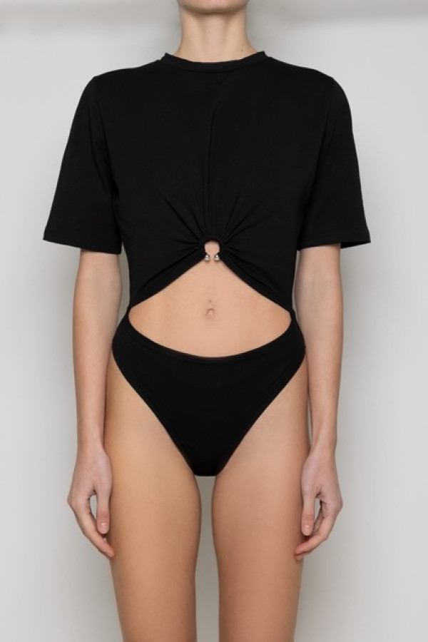 ZENA BLACK COTTON BODYSUIT 
