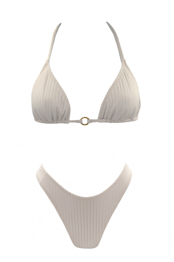 RIB BEIGE TRIANGLE BIKINI
