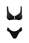 CRINKLED BLACK D CUP BIKINI