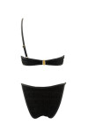 CRINKLED BLACK ONE SHOULDER BIKINI