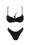 BLACK DESIGN ZEBRA RUCHED UNDERWIRE BIKINI