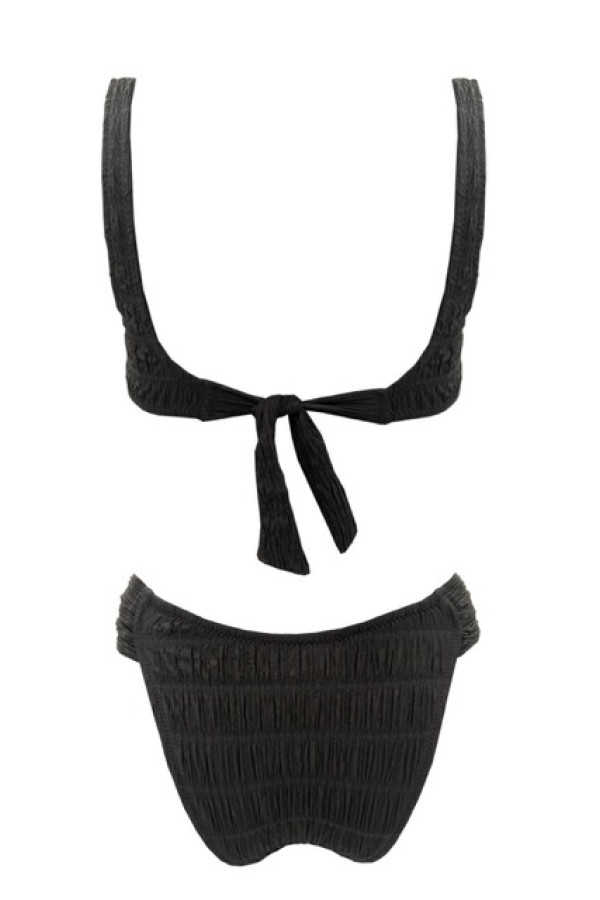 CRINKLED BLACK D CUP BIKINI