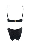 BLACK DESIGN ZEBRA RUCHED UNDERWIRE BIKINI