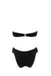 CRINKLED BLACK STRAPLESS BIKINI