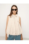 BALLOON STRIPED TOP WITH TIE NECK VANILLE VANYA