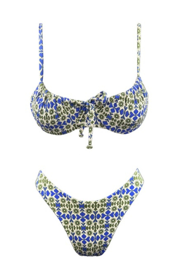 SOLAR WAVE RUCHED FLORAL BIKINI