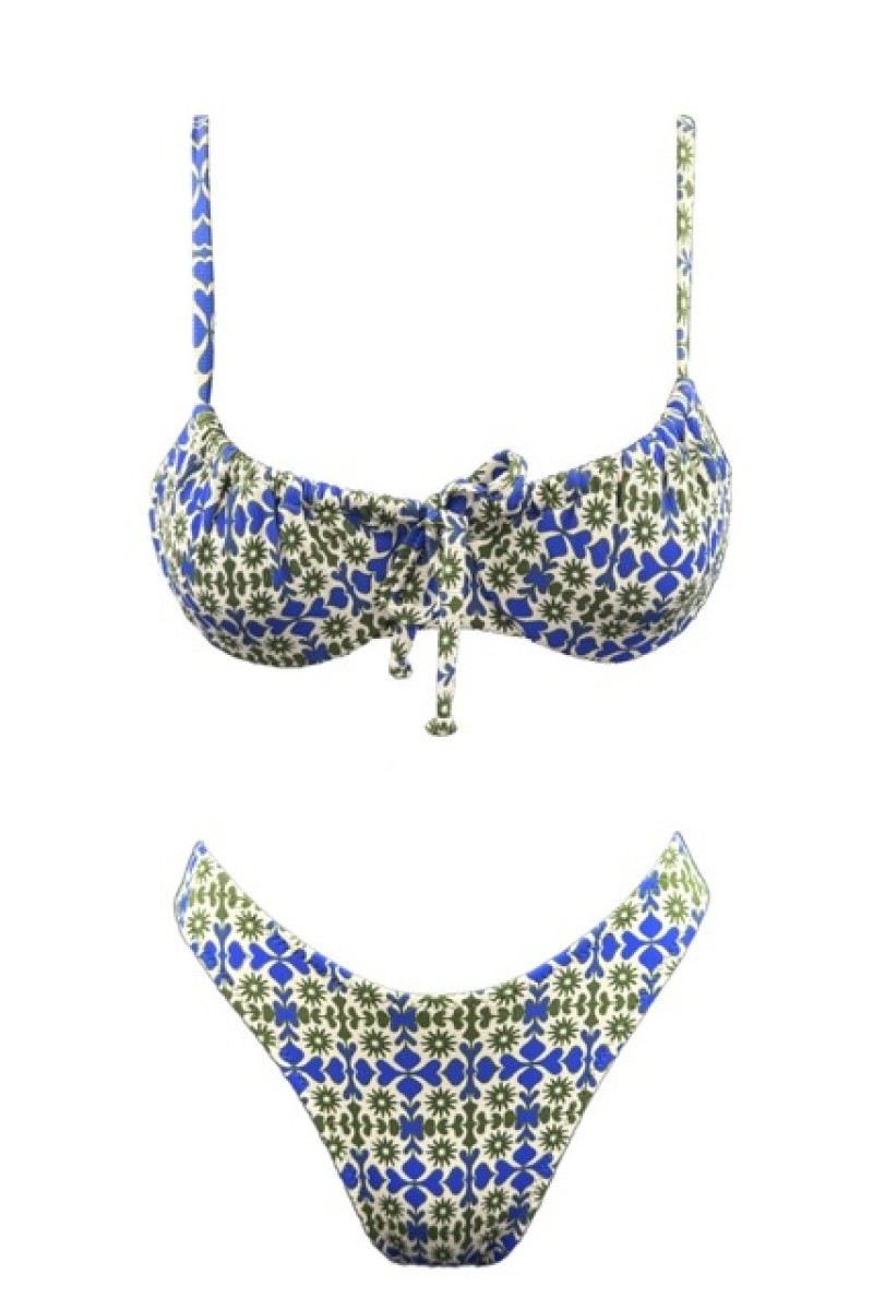SOLAR WAVE RUCHED FLORAL BIKINI