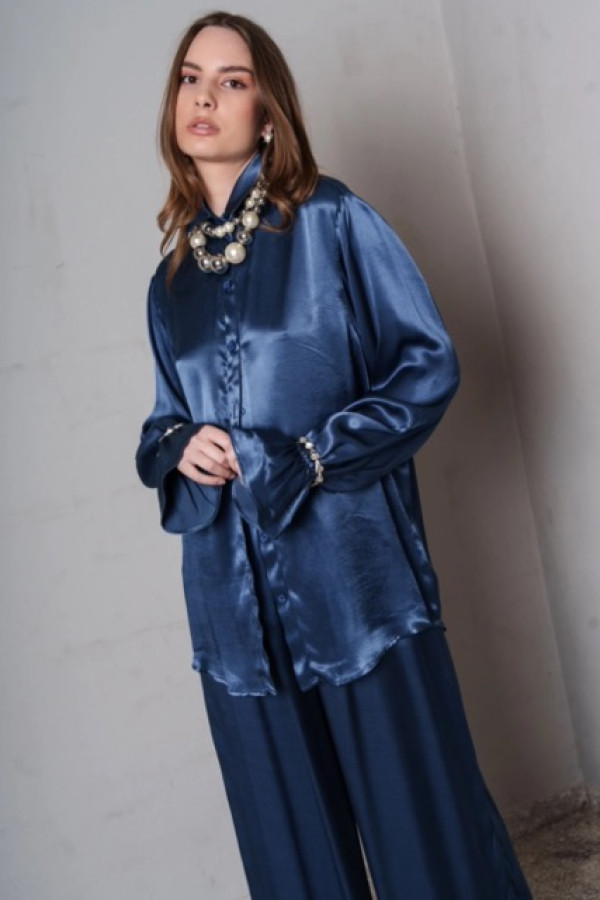 CALLI SHIRT BLUE SATIN