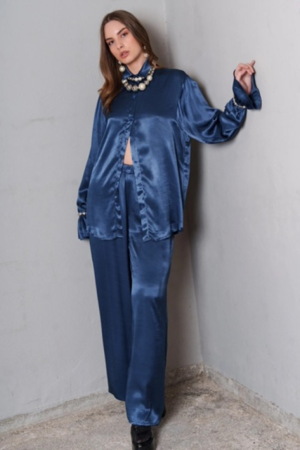 CALLI SHIRT BLUE SATIN