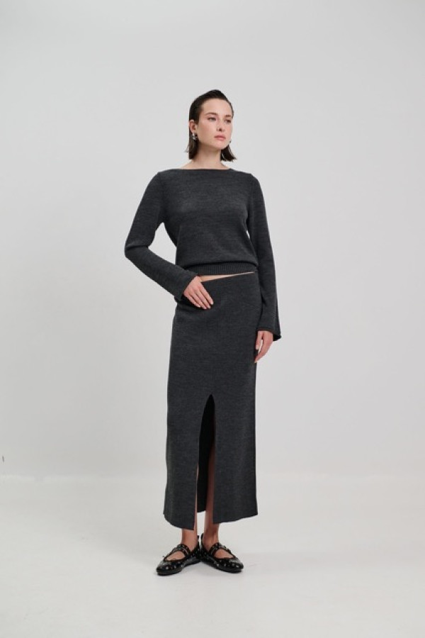 SKIRT MAXI SLIT AND BLOUSE KNITWEAR 