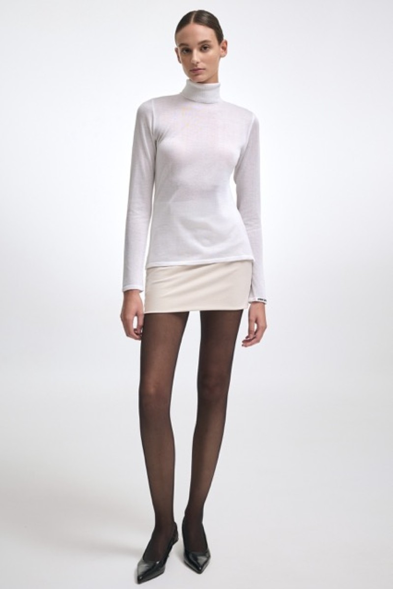 KATE KNITTED BLOUSE WHITE HIGH NECK