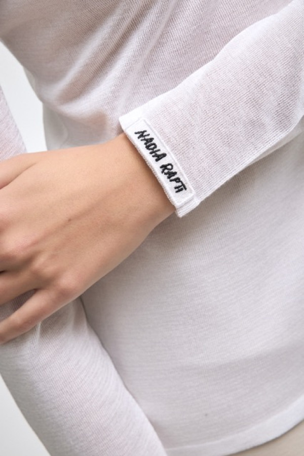 KATE KNITTED BLOUSE WHITE HIGH NECK