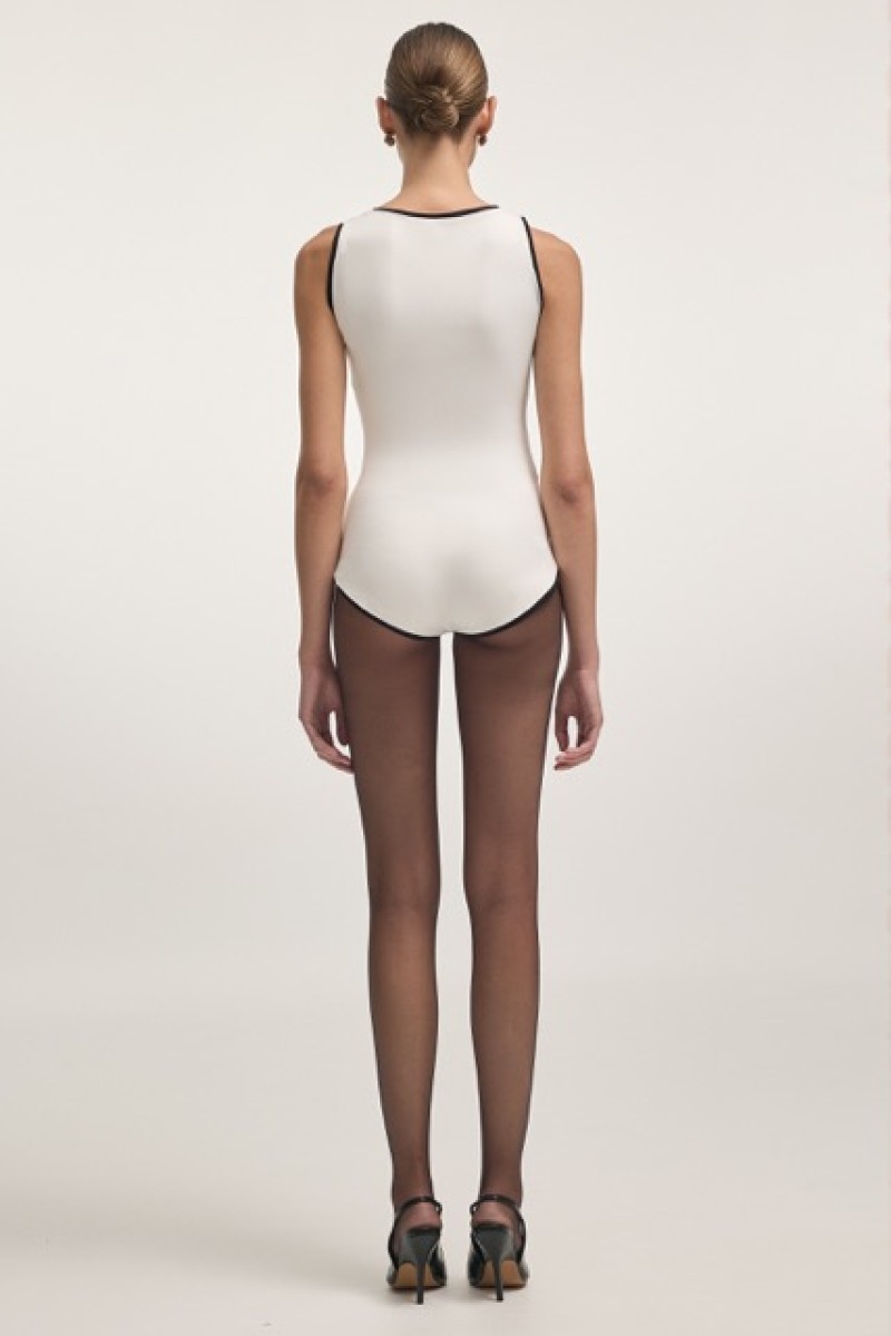 CLAUDIA SLEEVELESS BODYSUIT WHITE