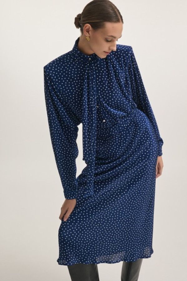 MILAN SATIN SKIRT BLUE AND SHIRT