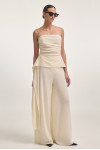 SUBWAY TROUSERS BEIGE AND STRAPLESS TOP 
