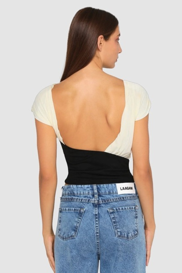 GEMINI ECRU DRAPED BLOUZE