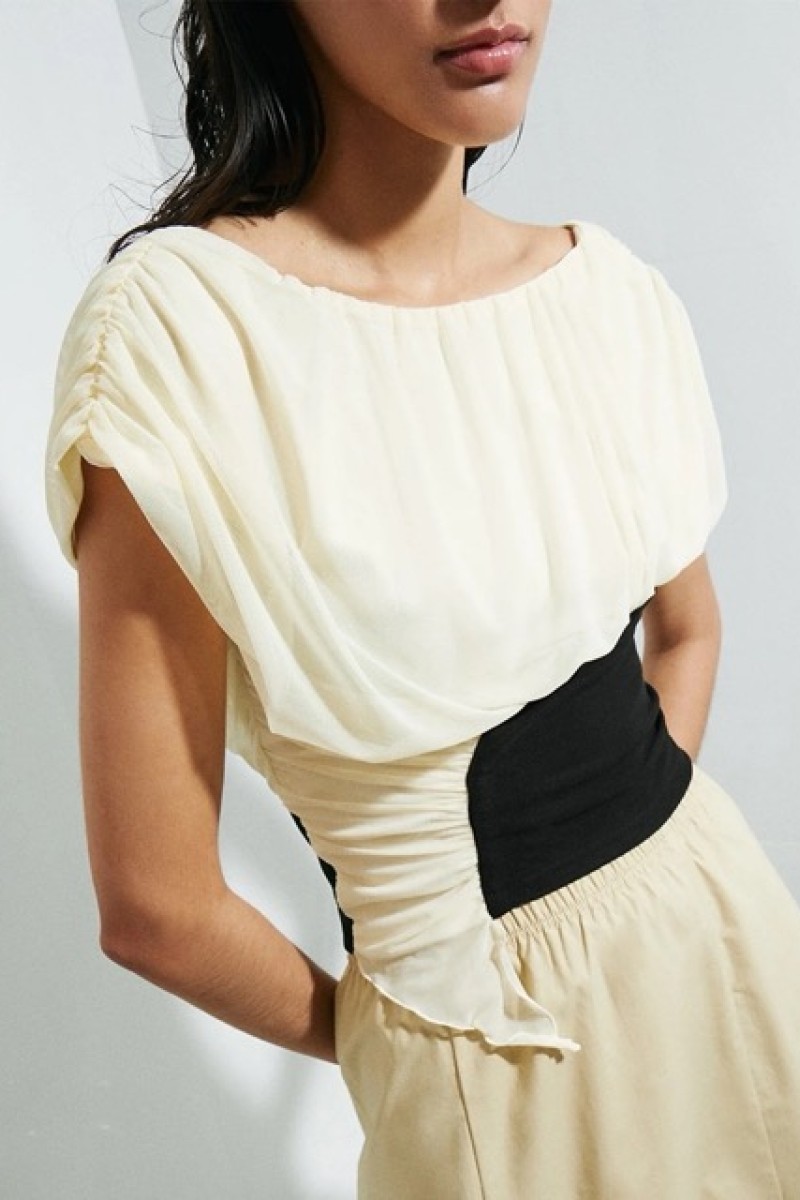 GEMINI ECRU DRAPED BLOUZE