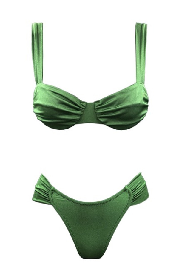 OLIVE GREEN SILK WIRE BIKINI