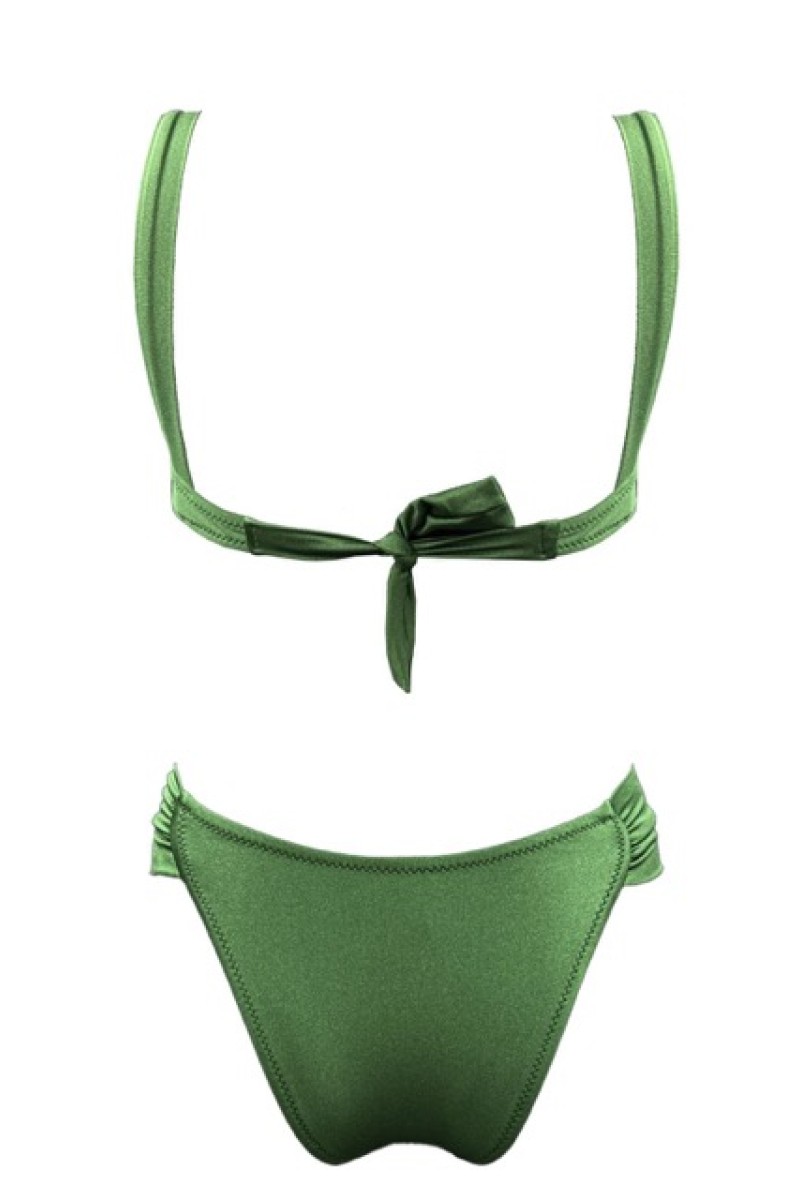 OLIVE GREEN SILK WIRE BIKINI