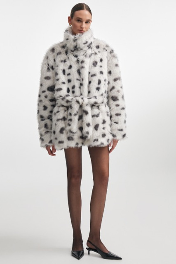 SALLY FUR JACKET BLACK & WHITE
