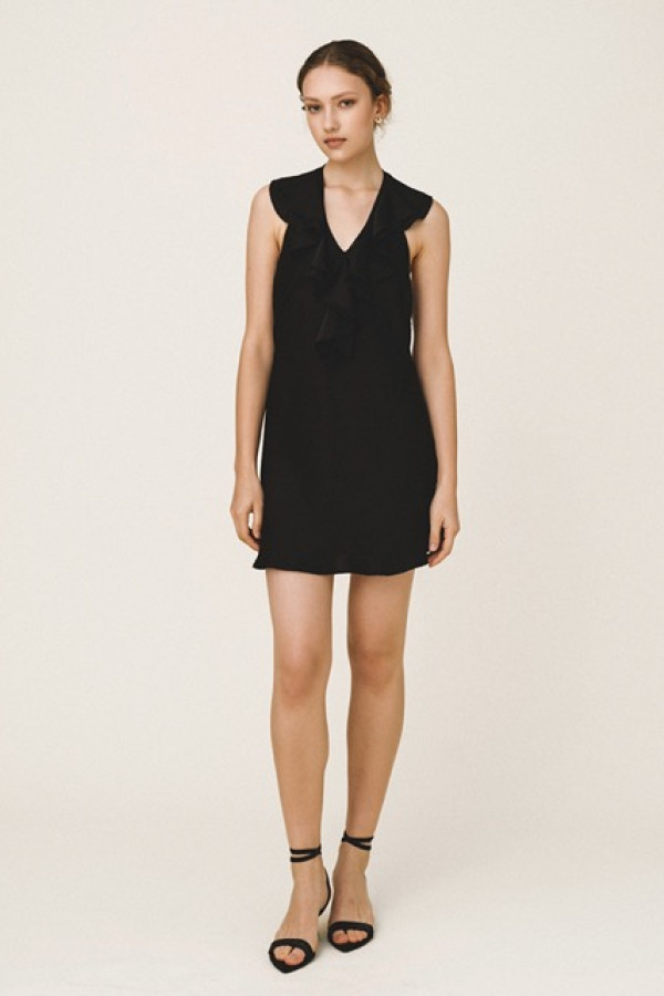 ELARA V NECK DRESS BLACK