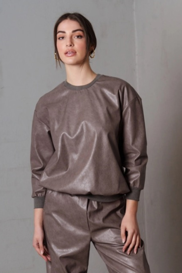 LUNIA OVERSIZE TOP ECOLOGICAL LEATHER