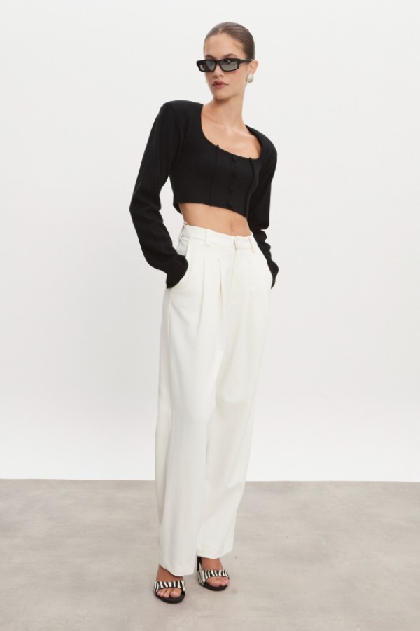 Hourglass Ψηλόμεσο Παντελόνι σε Off White – Unisex