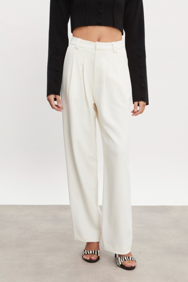 Hourglass Ψηλόμεσο Παντελόνι σε Off White – Unisex