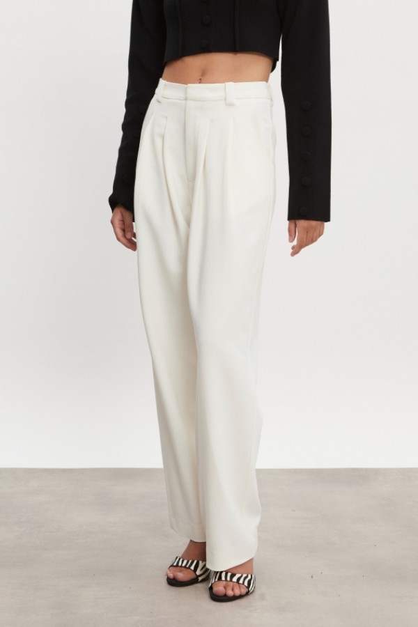 Hourglass Ψηλόμεσο Παντελόνι σε Off White – Unisex