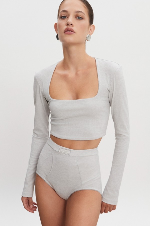Bite Cropped Top – Γκρι Μελανζέ