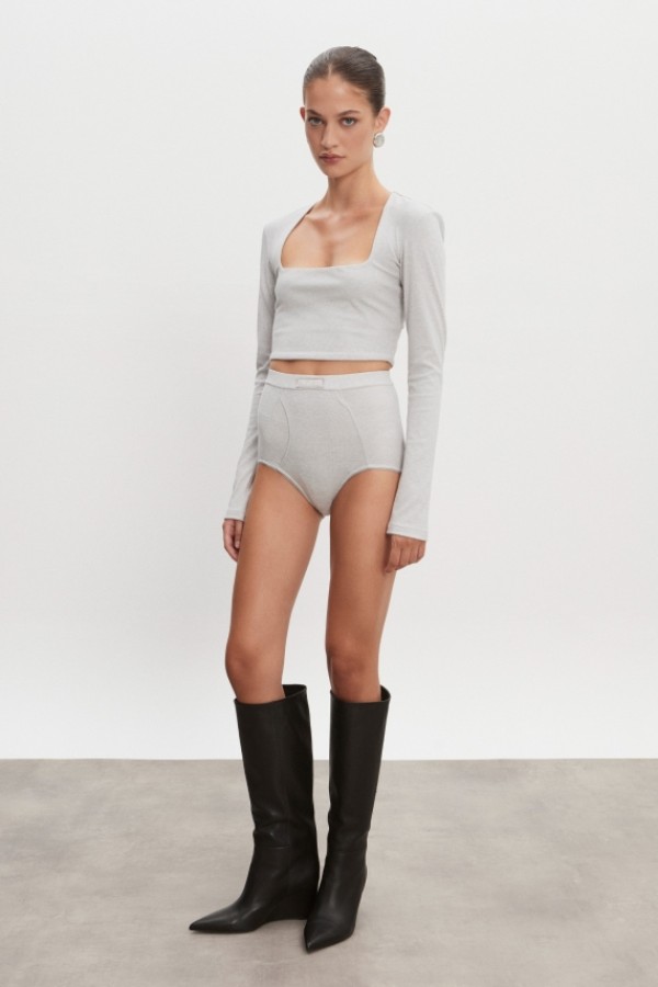 Bite Cropped Top – Γκρι Μελανζέ