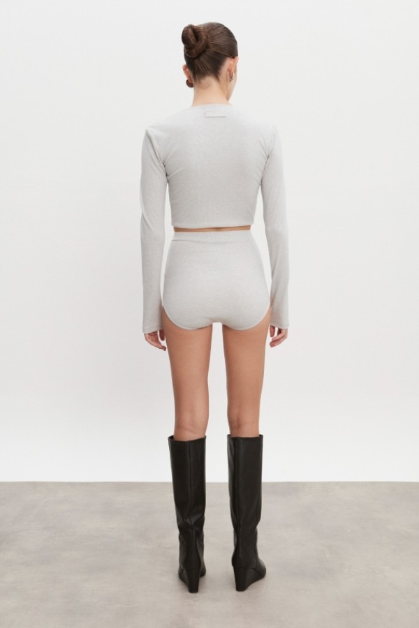 Bite Cropped Top – Γκρι Μελανζέ