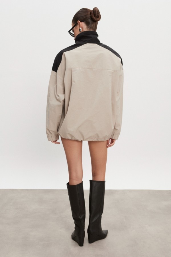 Paolo Oversized Anorak – Greige/Μαύρο