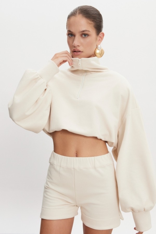 Zen Cropped Μπλούζα – Εκρού