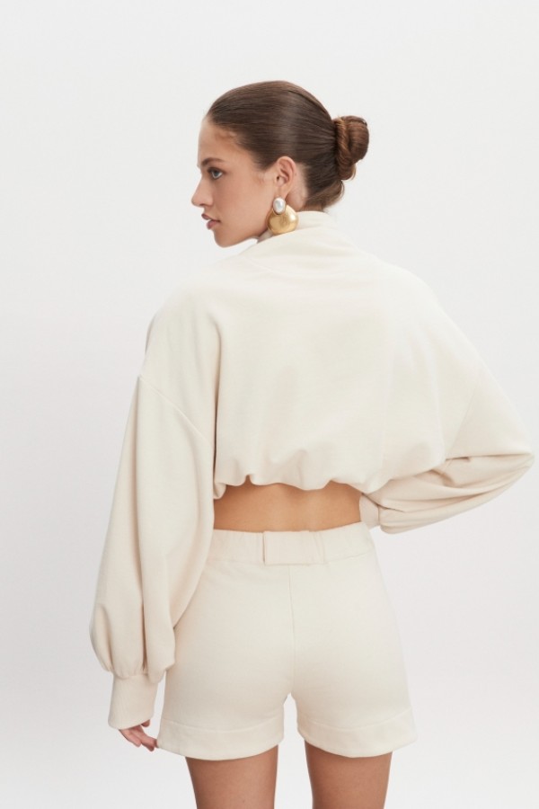 Zen Cropped Μπλούζα – Εκρού