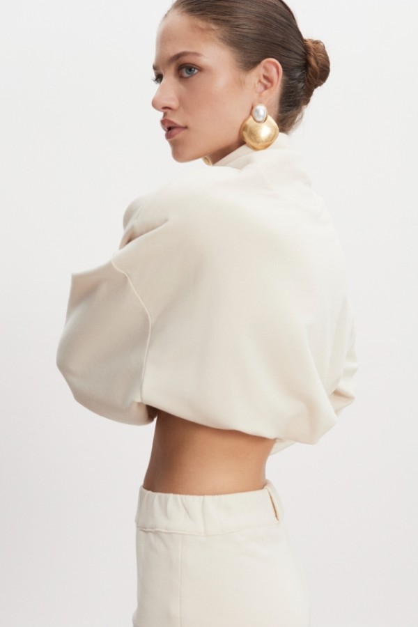 Zen Cropped Μπλούζα – Εκρού