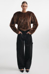 THROWBACK FUR BLOUSE BROWN