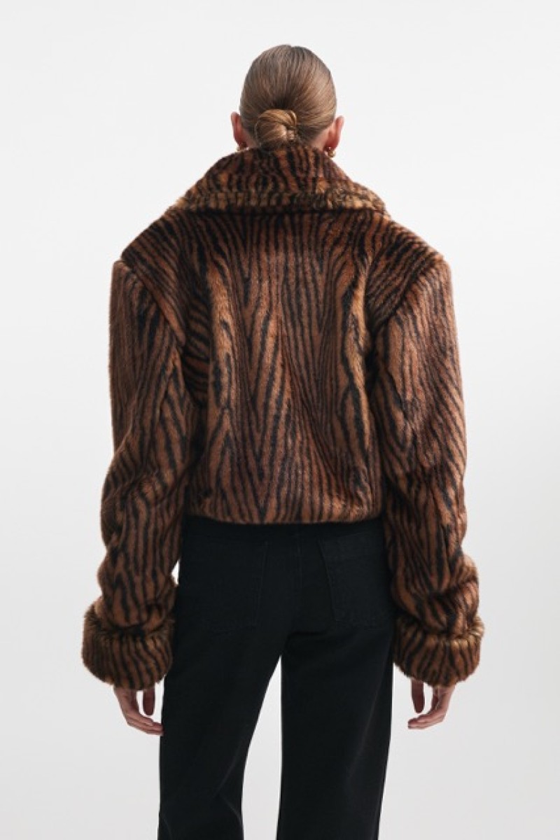 THROWBACK FUR CROPPED BROWN JACKET