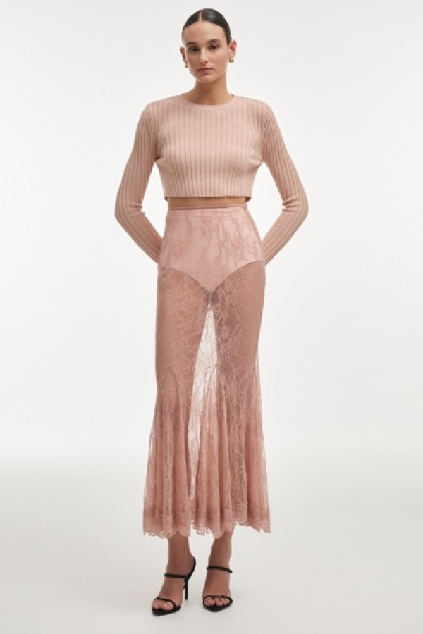 VEIL MAXI SKIRT PINK