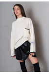 NO5 POCKET KNIT TOP WHITE