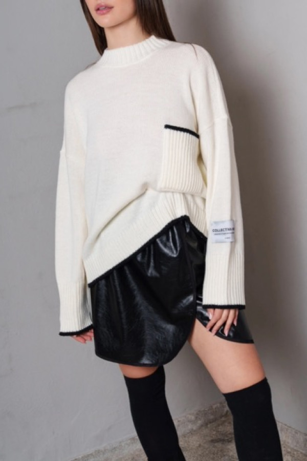 NO5 POCKET KNIT TOP WHITE