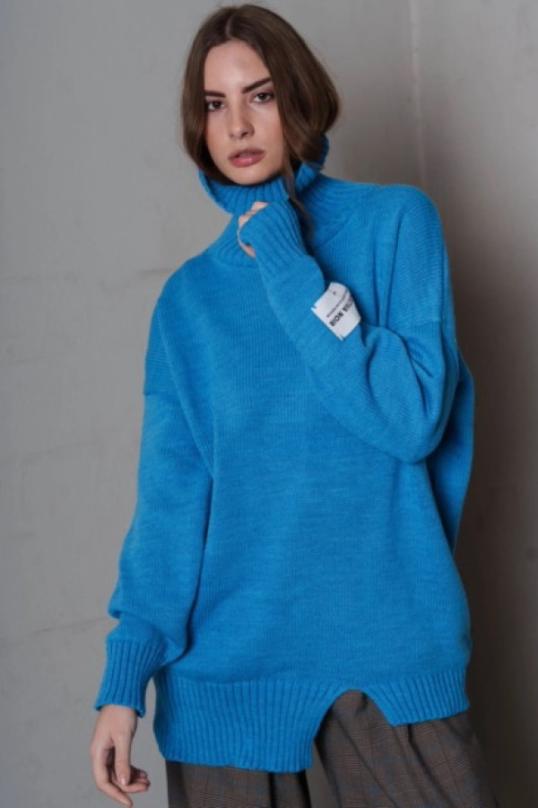NO6 NO CUT LOGO KNIT BLOUZE TURQUOISE