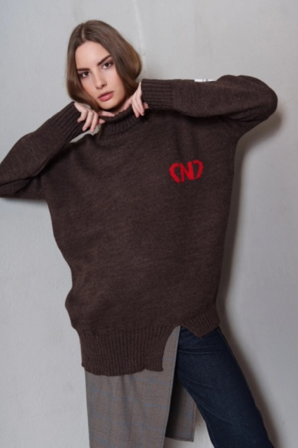 NO6 NO CUT LOGO KNIT BLOUZE BROWN