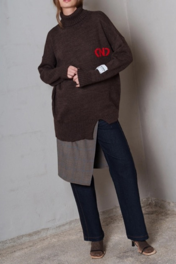 NO6 NO CUT LOGO KNIT BLOUZE BROWN