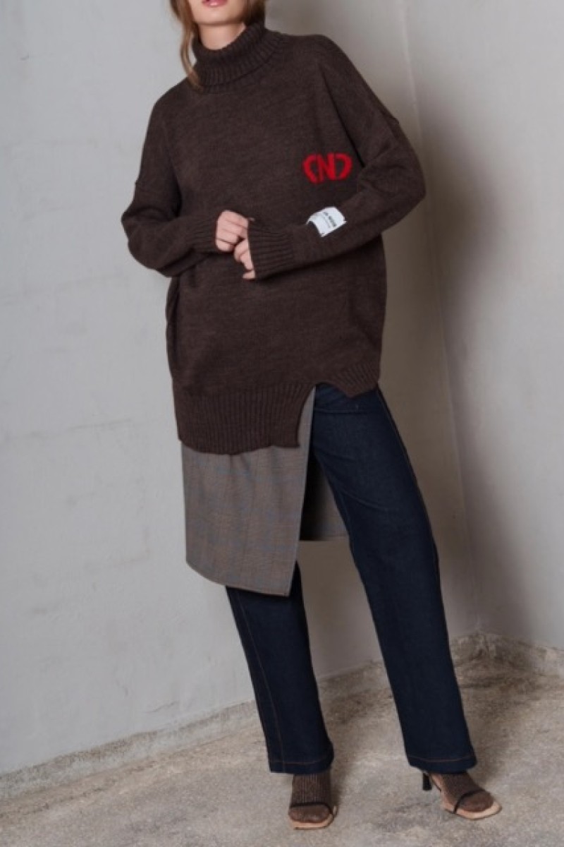 NO6 NO CUT LOGO KNIT BLOUZE BROWN