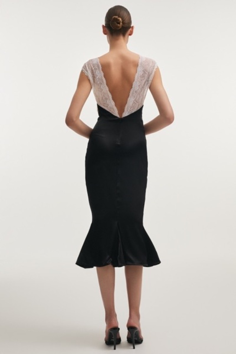 NAIA SILK MIDI DRESS BLACK