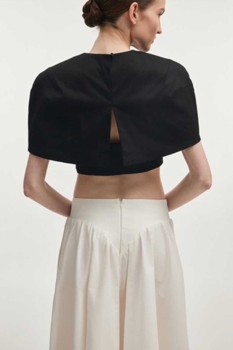 LETICIA CAPE CROPPED TOP BLACK